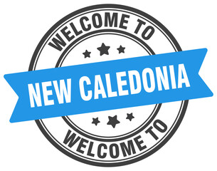 Welcome to New Caledonia stamp. New Caledonia round sign