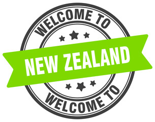 Welcome to New Zealand stamp. New Zealand round sign