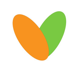 orange green heart detail on transparent background