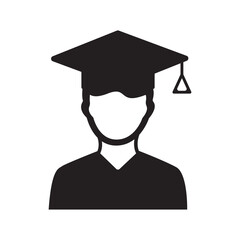 Graduation student glyph icon, University vector avatar.