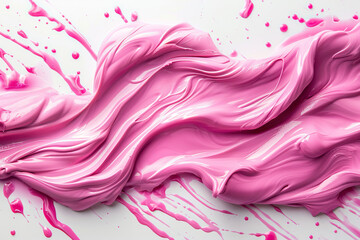 Liquid pink texture smoothly flows over a white background. Generated by artificial intelligence
