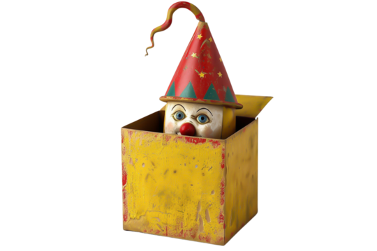 Vintage Jack-in-the-Box Toy on Di-Cut PNG style - Powered by Adobe