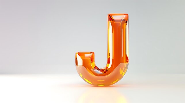 Orange alphabet J glass texture