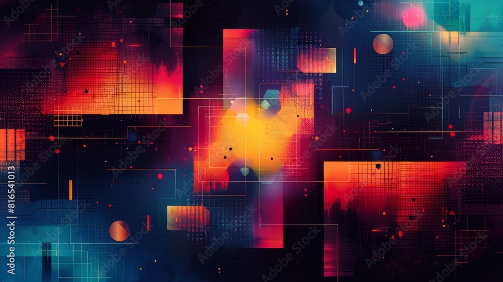 Poster gradient art digital: an illustration highlighting digital art that utilizes gradients to create vib