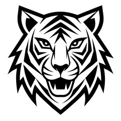 Fototapeta premium Craft a minimalist tiger head logo with sharp lines and bold shapes, ensuring it stands out against any background.