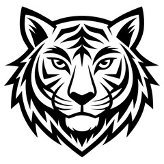 Fototapeta premium Craft a minimalist tiger head logo with sharp lines and bold shapes, ensuring it stands out against any background.