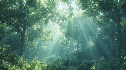 Obraz premium Nature Gradients Forest: A 3D illustration depicting gradients in a lush forest, with trees