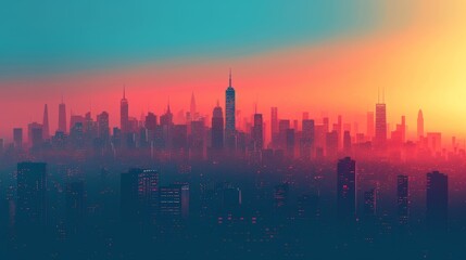 Obraz premium Urban Gradients City Skyline: An illustration capturing gradients in a city skyline
