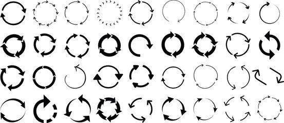 circular arrow icons, cycle arrow representing refresh, update, and circular motion. Perfect round arrows for web design, user interface, infographic, rotation, and reload symbols