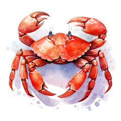 Isolated watercolor sea crab. Baby seabed character