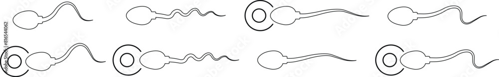 Poster set of abstract spermatozoon icons sperm vectors line styles editable stock that runs towards the eg