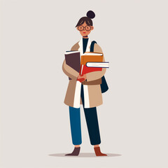 Happy female student with book. University knowledge, education. Bookworm studying.