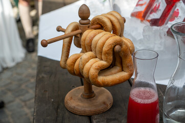 heart shaped pretzels on a holder - traditinal food