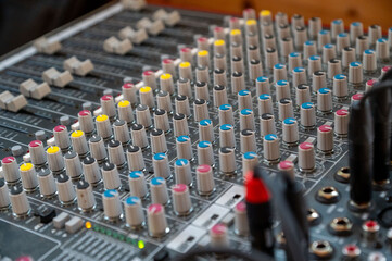 sound mixing table close up
