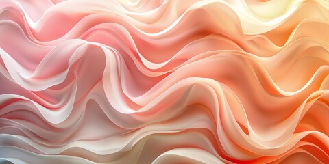 Abstract wallpaper made of Peach and Cream 3D Waves.