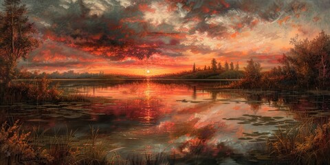 sunset over the lake