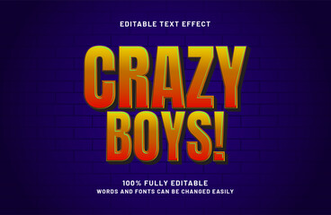 Fototapeta premium crazy boys 3d editable text effect