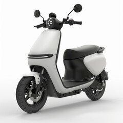 White and black scooter isolated on a plain white background