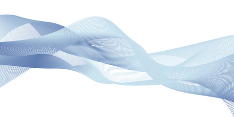 Abstract blue blue flow technology sound futuristic waves line. Background lines wave abstract stripe design. White background, mesh abstract, vector blurred soft blend color background .