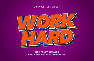 work hard 3d editable text effect