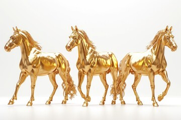gold horse on white background