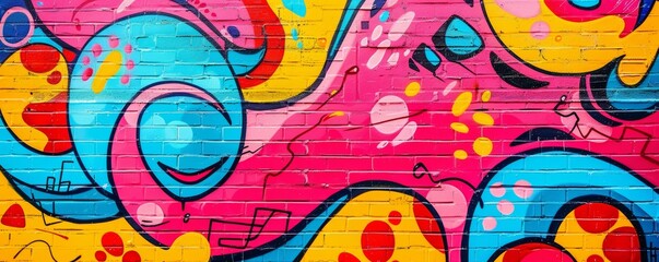 Vibrant urban graffiti art on brick wall
