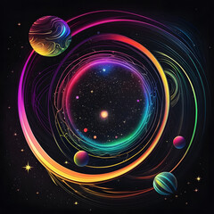 A starry space background with a glowing Milky Way galaxy, Cyberpunk Art, generative AI.