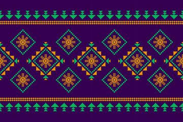 Carpet flower pattern art. Geometric ethnic floral seamless pattern in tribal. American, Mexican style. Design for background, illustration, fabric, clothing, carpet, rug, batik, embroidery.