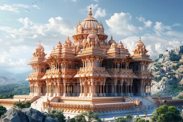 Obraz premium 3D Architecture Designs of Hindu Temples and Shrines