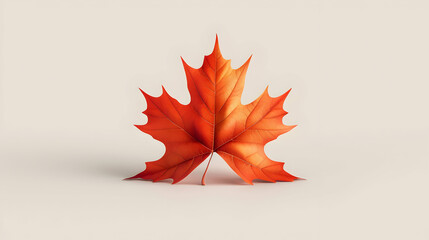 A vibrant 3D flat cartoon maple leaf isolated on white background, showcasing its lobed shape and autumn colors   ideal for seasonal educational or botanical content!