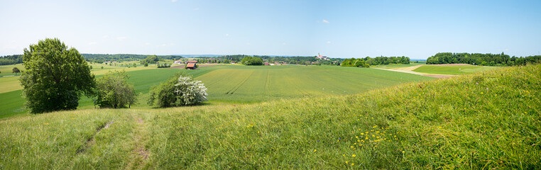 rural landscape upper bavaria. view from Backerbichl hill around Andechs cloister