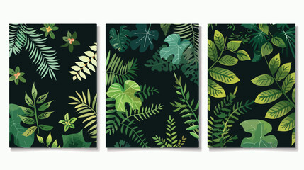 Green botanical cards Four. Spring greenery tropical