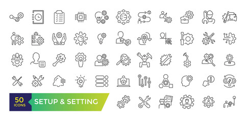 Settings and Setup icon set. UI icon collection and Vector illustration.