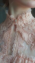 Obraz premium abstract close up of soft pink collar of lace fabric dress