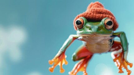 Naklejka premium Banner background of National Frog Jumping Day theme banner design for microstock, no text, and wide copy space