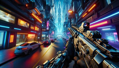 first person shooter game scene