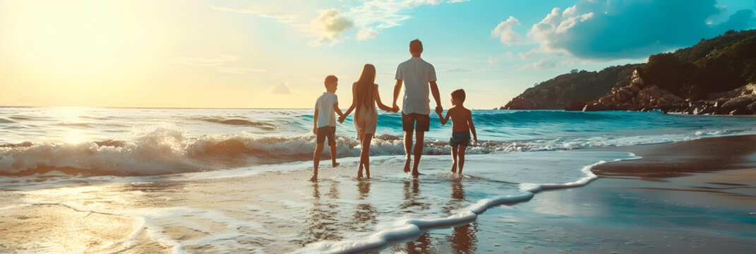 A Family s Day at the Beach: Candid Fun and Togetherness captured in Photo Realistic Seaside Serenity