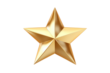 Shimmering Starlight: A Golden Star Dancing on a Blank Canvas on White or PNG Transparent Background.