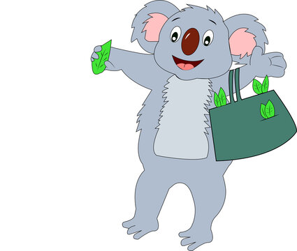 happy koala with leaf beg png vectorr