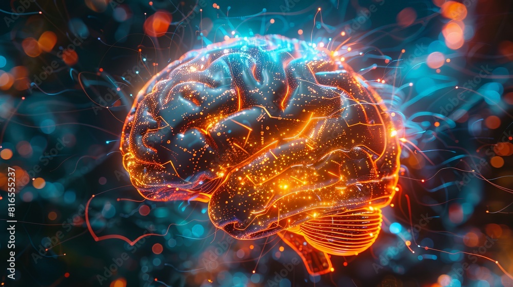 Aufkleber glowing neural networks connect brain-computer interface to gold-backed crypto markets, revealing in