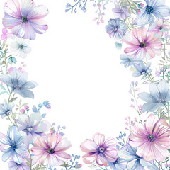 Fototapeta premium Elegant Watercolor Artwork Featuring Pink Cherry Blossoms and Verdant Green Leaves background with copy space. invitation card