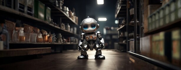 Obraz premium A robot is standing in a store aisle