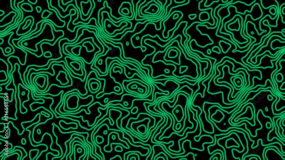 Aufkleber Stylized contour map background with topographic animation scheme and geographic line mountain relief, atop an abstract wavy backdrop featuring a grid map of terrain.	

