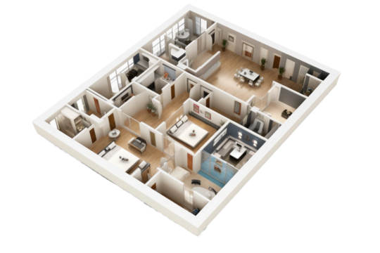 Symphony of Space: Two Bedroom Apartment Floor Plan on White or PNG Transparent Background.