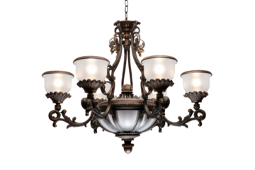 Sparkling Symphony: A Chandeliers Dance of Light on White or PNG Transparent Background.