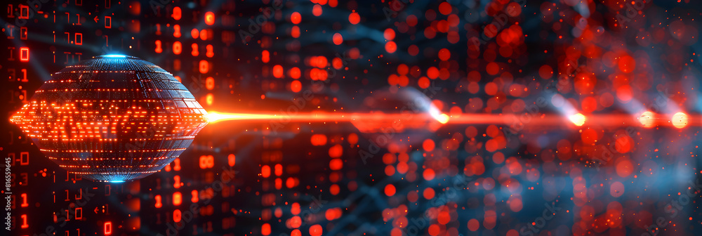 Poster eavesdropping attack concept: 3d icon intercepting communication, symbolizing risks and encrypted ch