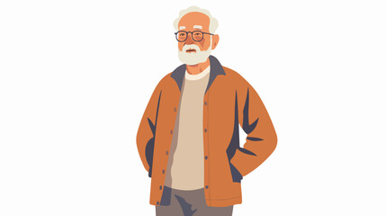 Happy senior gray-haired man in eyewear and modern