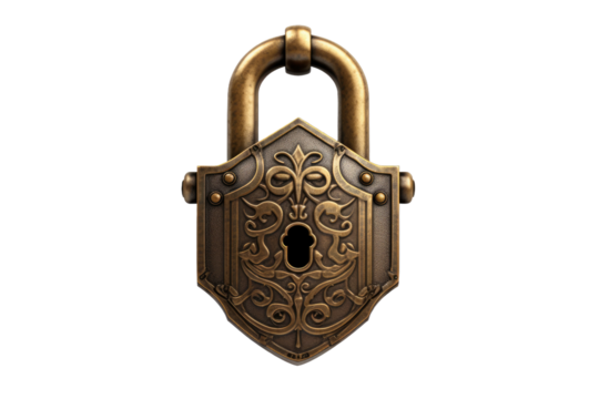 Gilded Guardian: A Key to the Unknown on White or PNG Transparent Background.