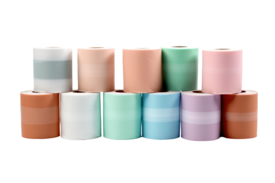 Towering Rolls: A Sculpture of Necessity on White or PNG Transparent Background.