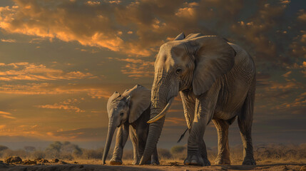Maternal Bond Between Elephant and Calf